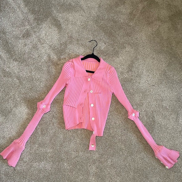 Pink Abstract Button Up Top - Picture 1 of 3
